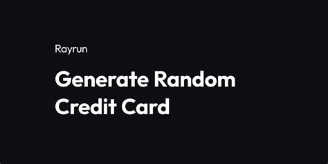 Generate Random Credit Cards 